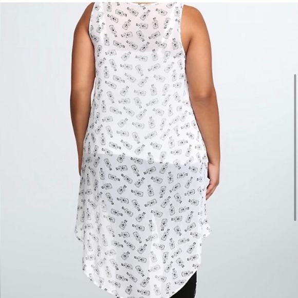 Torrid Hi-Lo Chiffon Skull/Poison Bottle Sleeveless Top - Picture 7 of 7